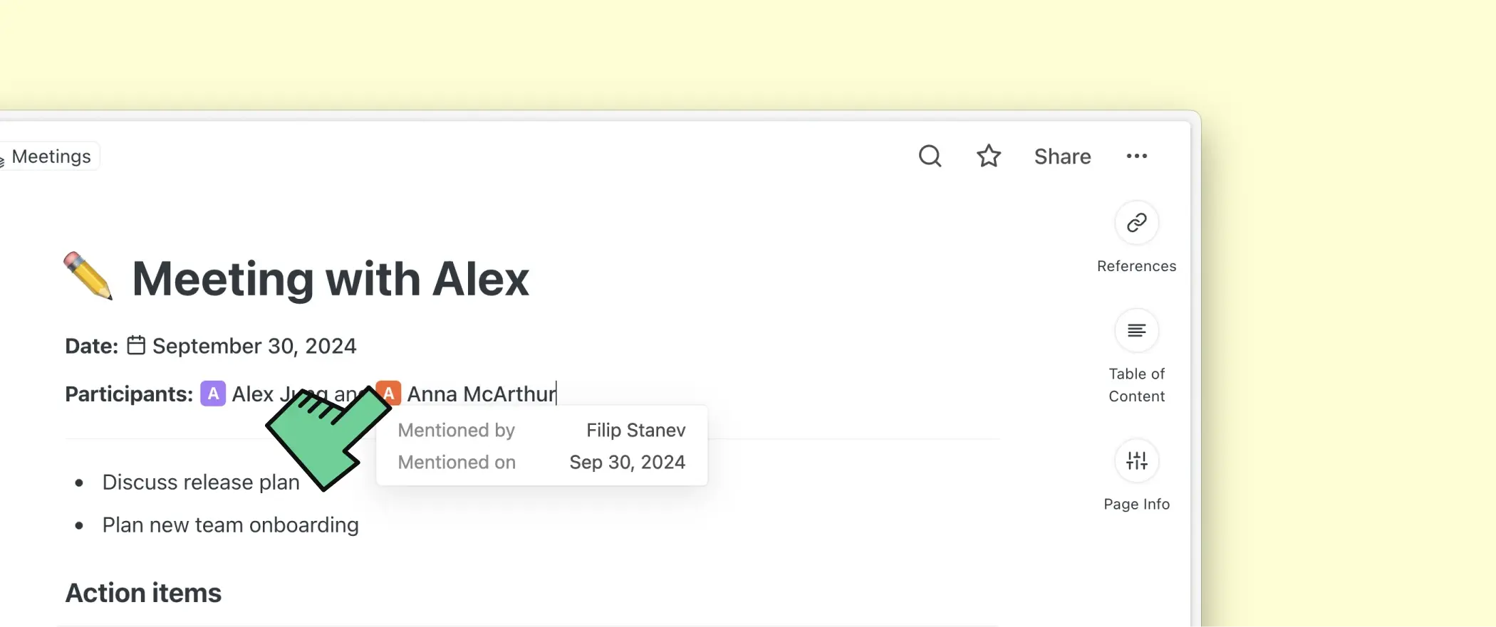 Mention collaborators using the @ autocomplete menu