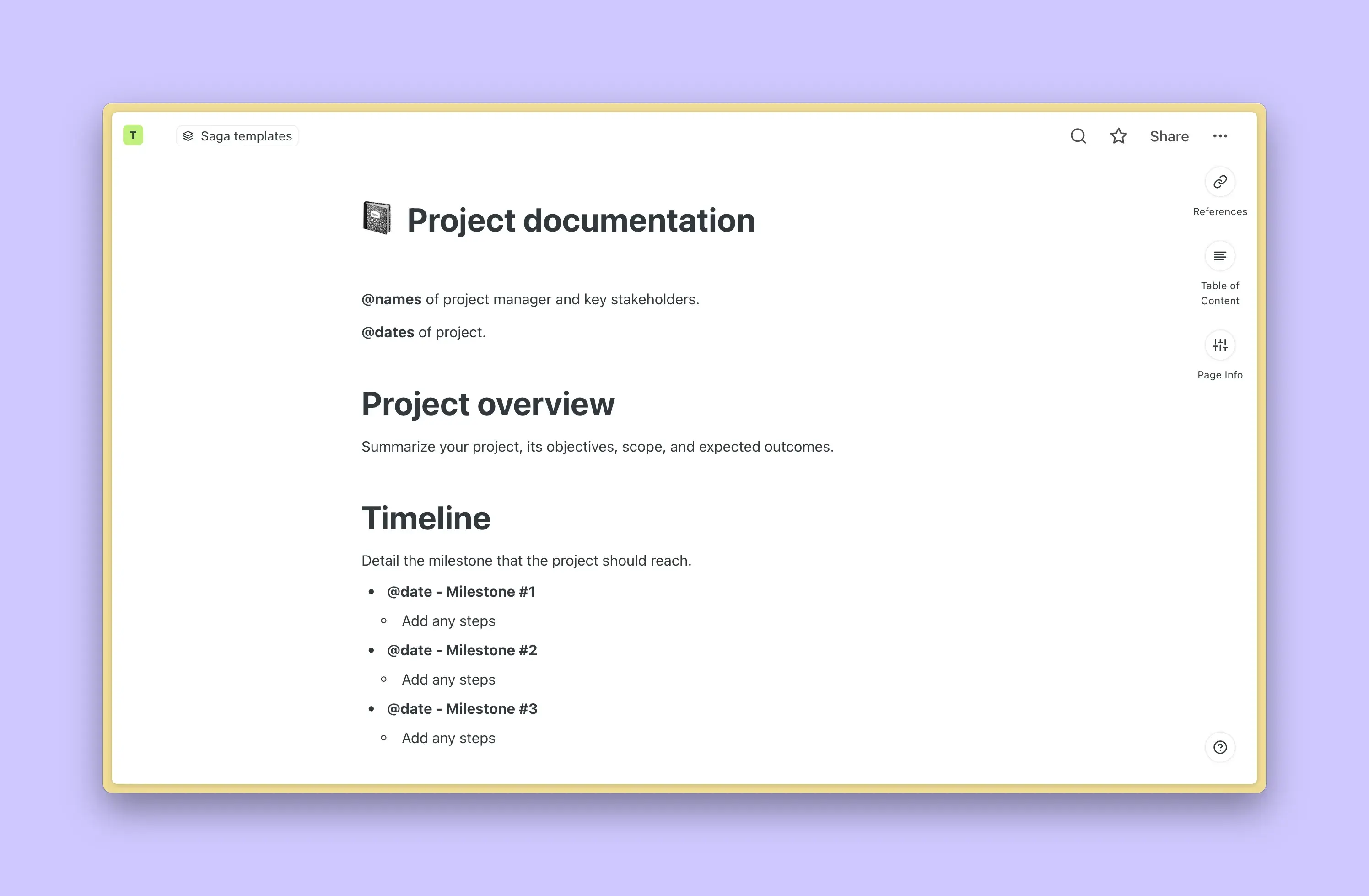 Project documentation | Saga Templates