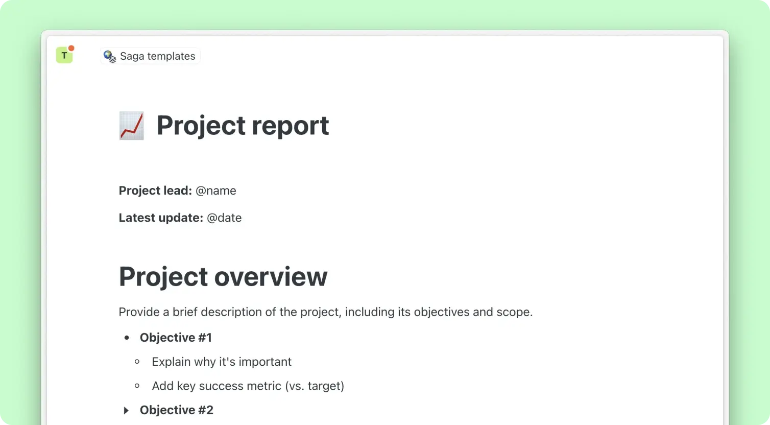 Simple Project Ra Report Project Report | Saga Templates