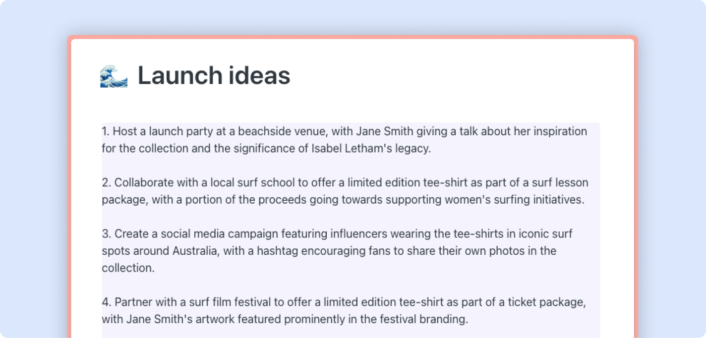 Exemple Saga AI pour brainstormer de nouvelles idées