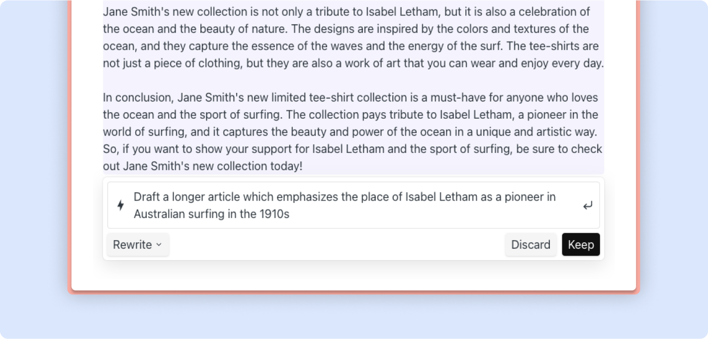 Exemple Saga AI pour rédiger des articles de blog