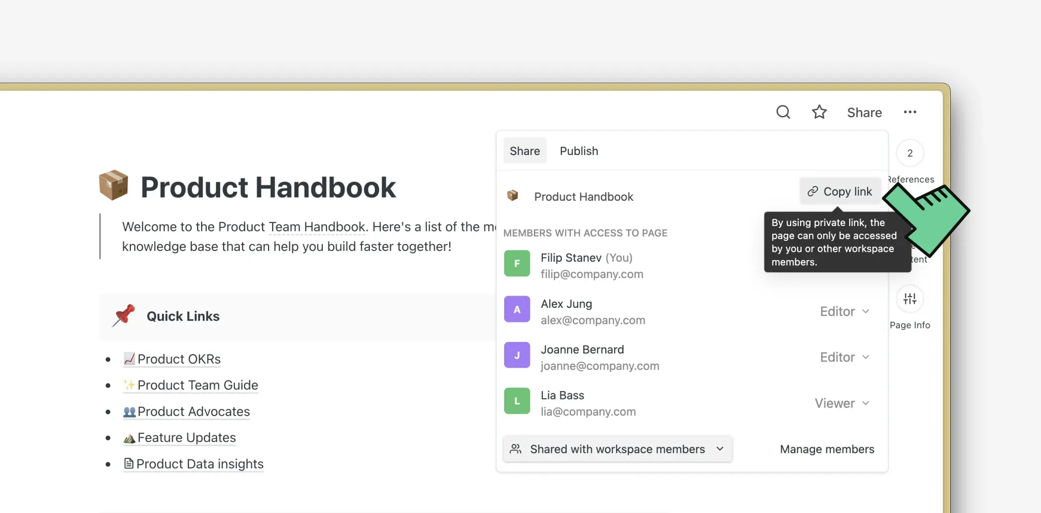 Copy link action in the share menu