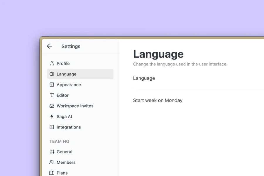Language settings | Saga Guides