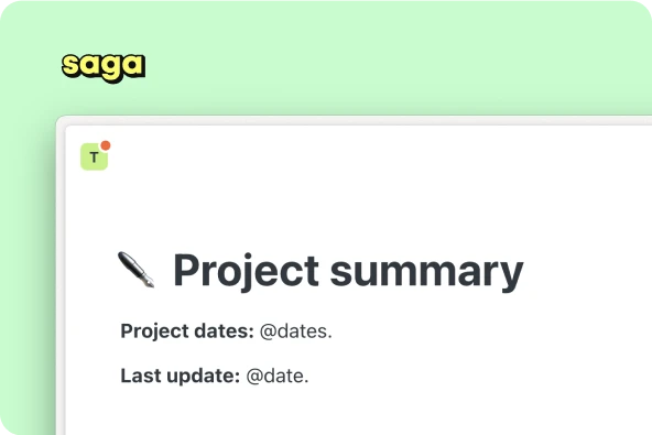 Project summary | Saga Templates