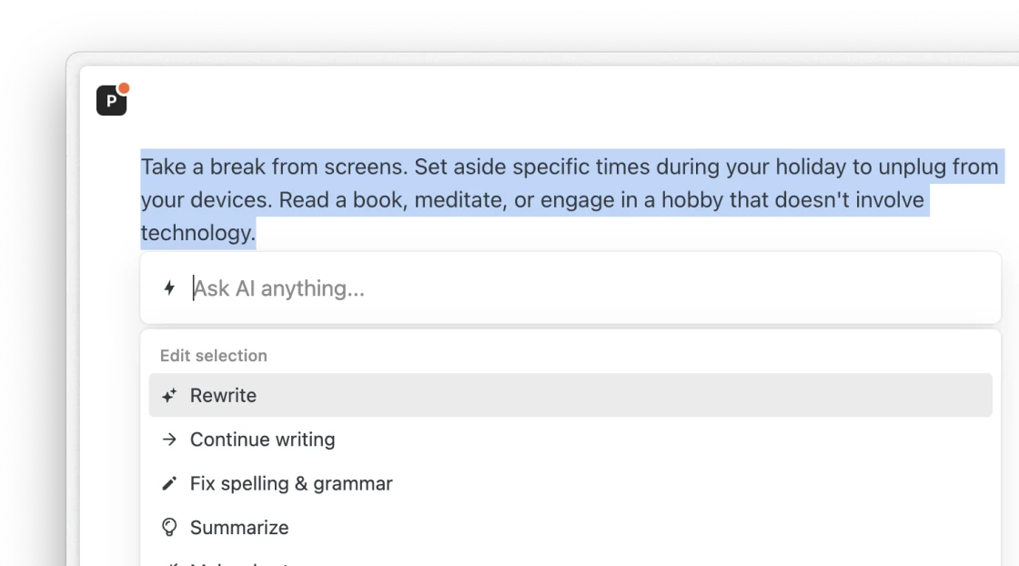 Select any text to rewrite