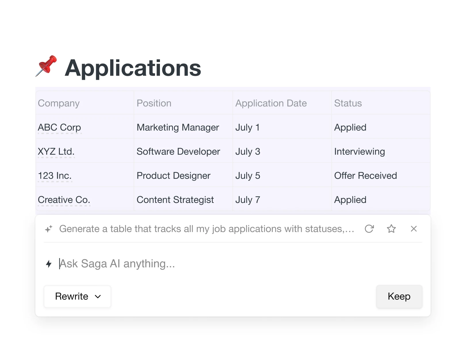 Acompanhamento de candidaturas